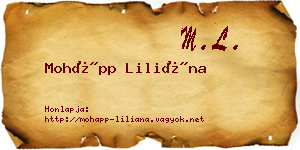 Mohápp Liliána névjegykártya
